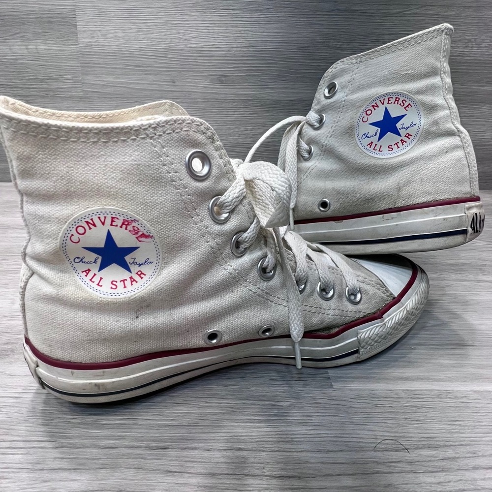 Vintage Converse Chuck Taylor All Star High Top Canvas Sneakers White Size 4 US